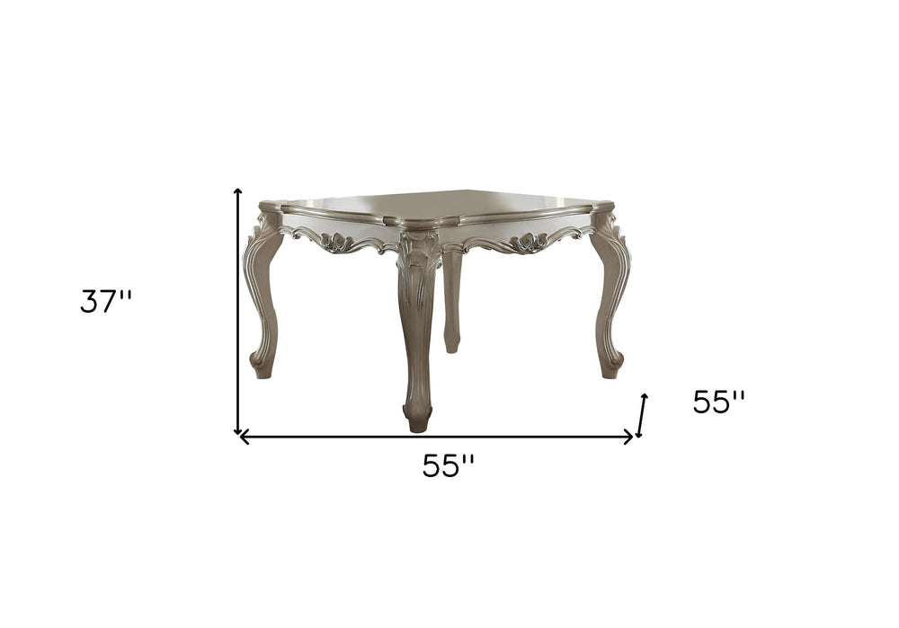 55" Antiqued White Solid Wood And Solid Manufactured Wood Dining Table - Homeroots - Flyclothing LLC