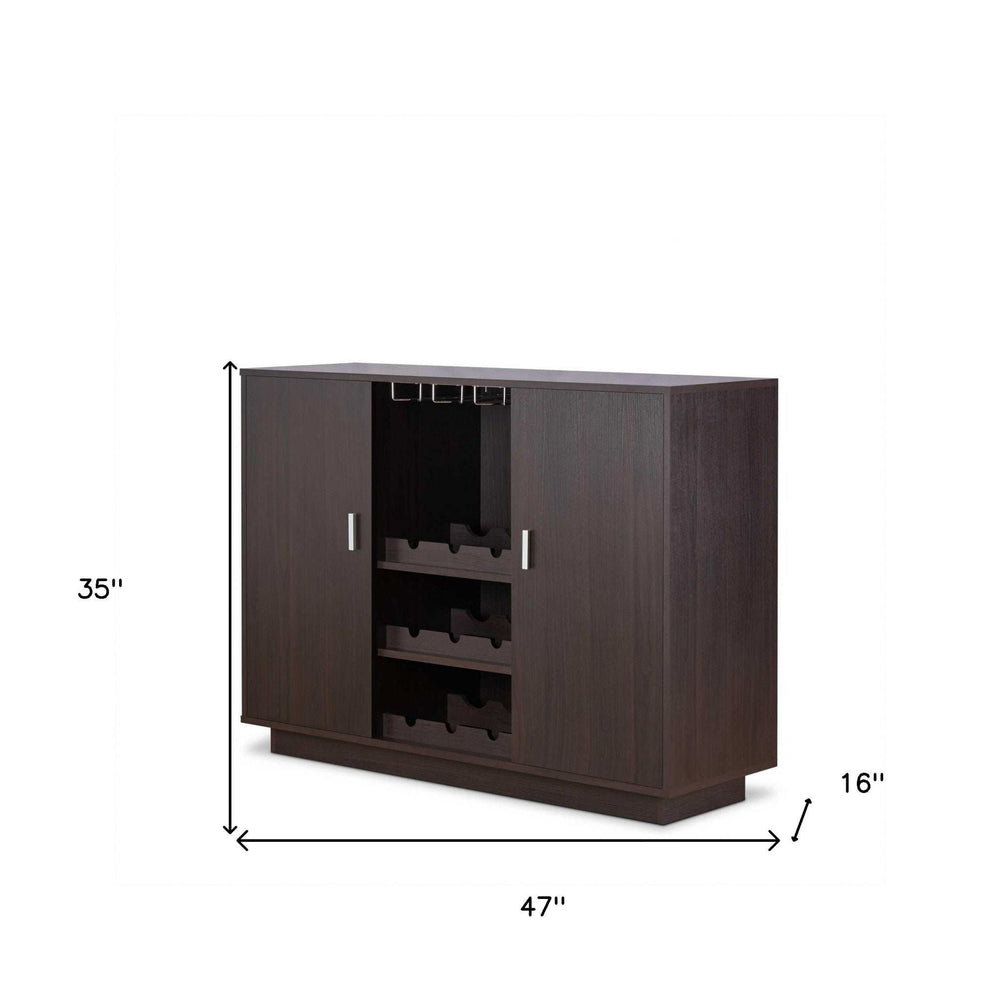 Espresso Wood Finish Wine And Stemware Cabinet - Homeroots - Flyclothing LLC