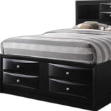 Black Multii-Drawer Wood Platform King  Bed With Pull Out Tray - Homeroots
