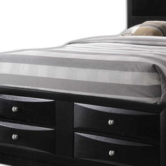 Black Multii-Drawer Wood Platform King  Bed With Pull Out Tray - Homeroots