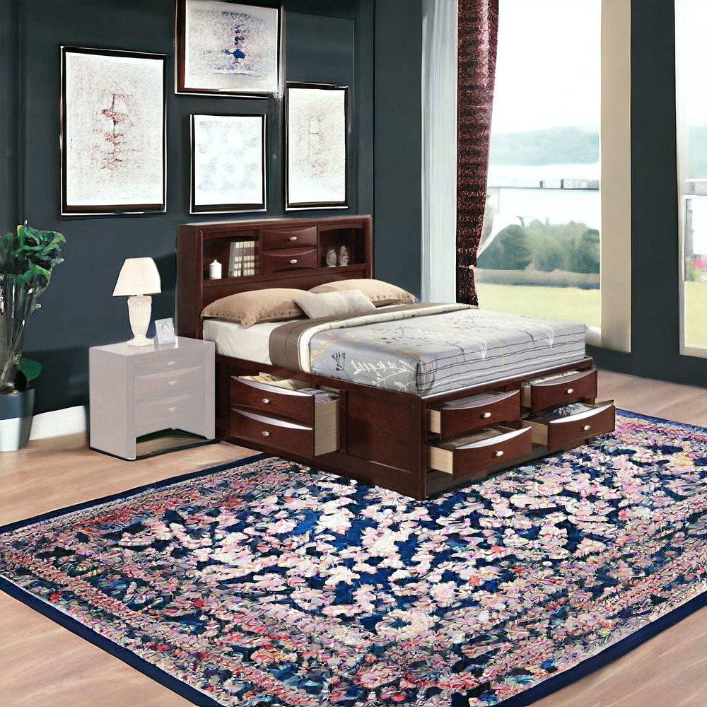 Espresso Multii-Drawer Wood Platform Queen Bed With Pull Out Tray - Homeroots - Flyclothing LLC