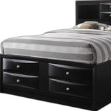 Black Multi-Drawer Queen Bed With Bookcase Headboard - Homeroots - Flyclothing LLC