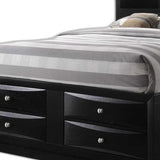 Black Multi-Drawer Queen Bed With Bookcase Headboard - Homeroots