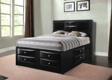 Black Multi-Drawer Queen Bed With Bookcase Headboard - Homeroots - Flyclothing LLC