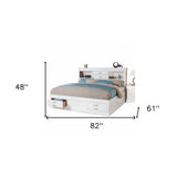 White Wooden Queen Bed With Storage - Homeroots