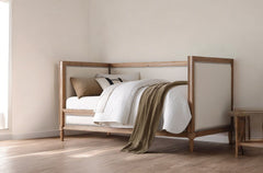 Oak And Linen Nail Head Trim Twin Daybed - Homeroots