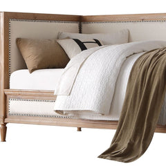 Oak And Linen Nail Head Trim Twin Daybed - Homeroots