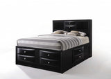 Black Multi-Drawer Wood Platform Full Bed With Pull Out Tray - Homeroots - Flyclothing LLC