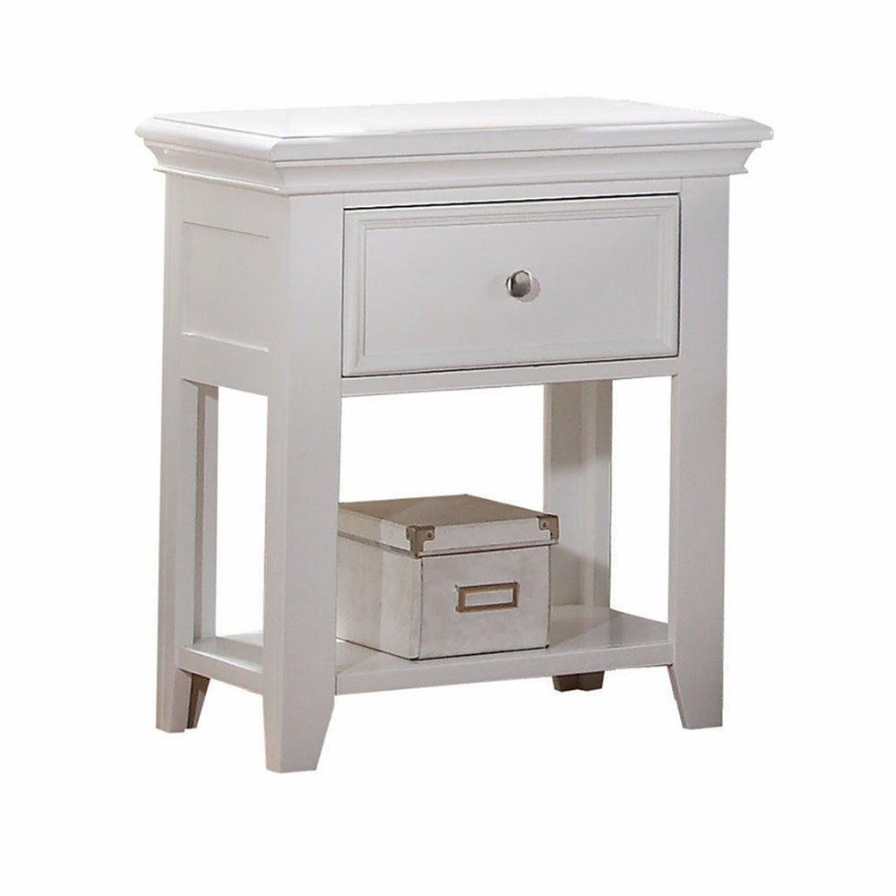 27" White One Drawer Nightstand - Homeroots - Flyclothing LLC
