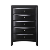 32" Black Solid Wood Five Drawer Standard Chest - Homeroots