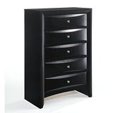 32" Black Solid Wood Five Drawer Standard Chest - Homeroots