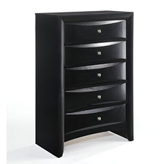 32" Black Solid Wood Five Drawer Standard Chest