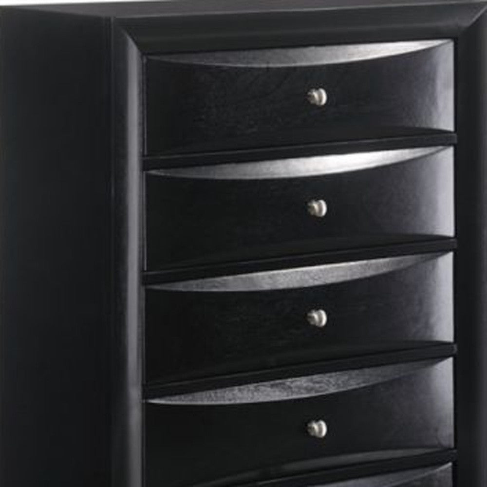 32" Black Solid Wood Five Drawer Standard Chest - Homeroots - Flyclothing LLC