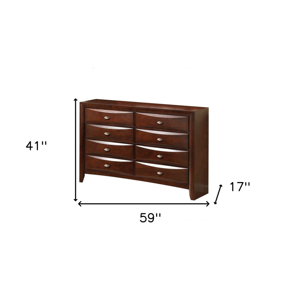 41" Espresso Wood Finish Dresser With 8 Drawers - Homeroots