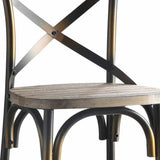 43" Oak And Black and Gold Solid Wood And Metal Bar Height Bar Chair - Homeroots