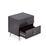 20" Silver And Espresso End Table With Two Drawers - Homeroots