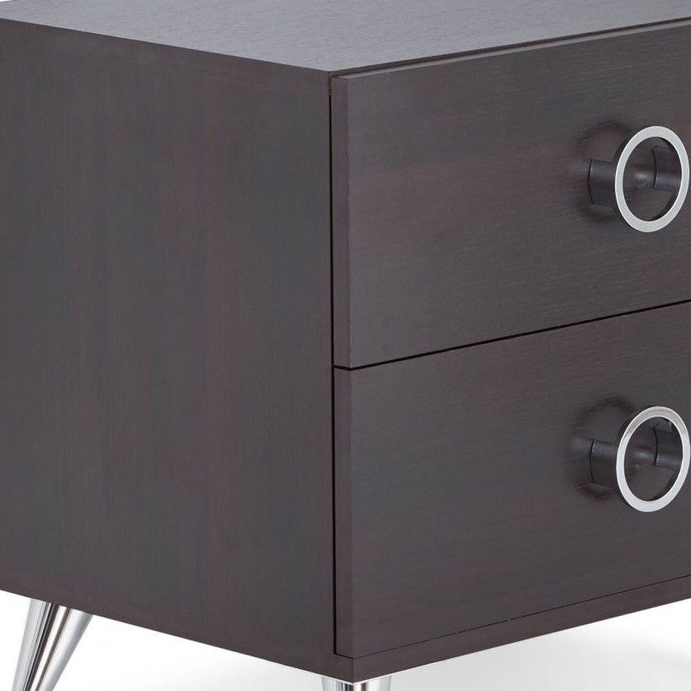 20" Silver And Espresso End Table With Two Drawers - Homeroots - Flyclothing LLC