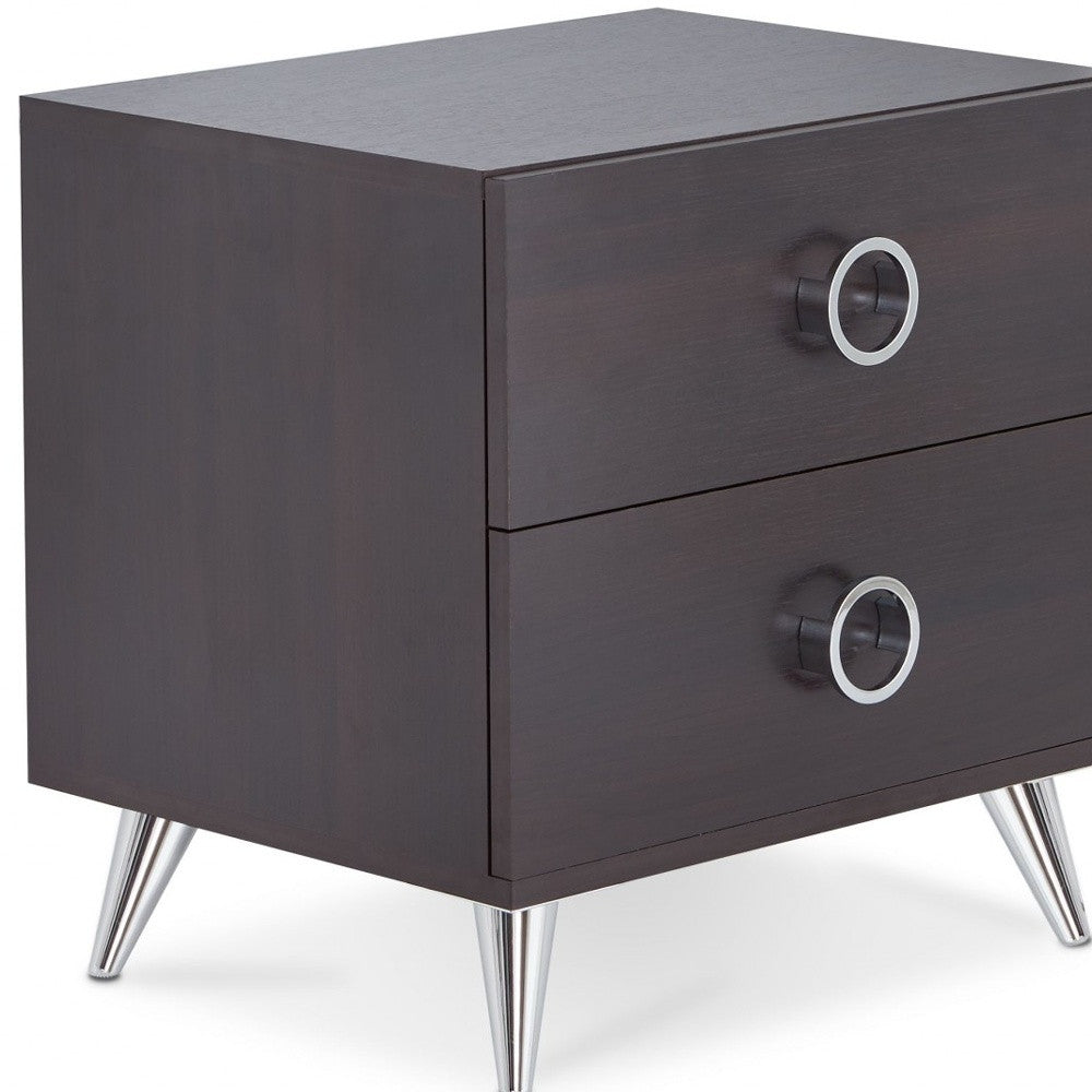 20" Silver And Espresso End Table With Two Drawers - Homeroots - Flyclothing LLC