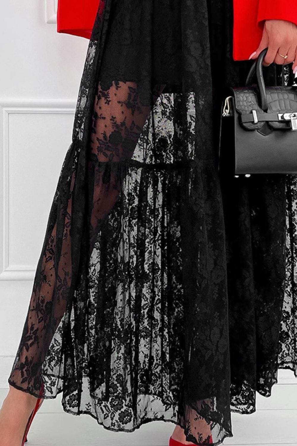 Lace Elastic Waist Maxi Skirt - Trendsi - Flyclothing LLC