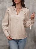 Tied Striped Long Sleeve Blouse - Trendsi