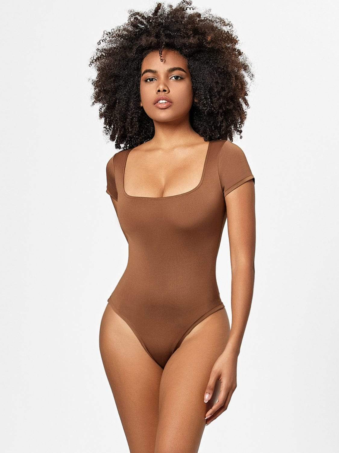 Full Size Square Neck Short Sleeve Bodysuit - Trendsi - Flyclothing LLC