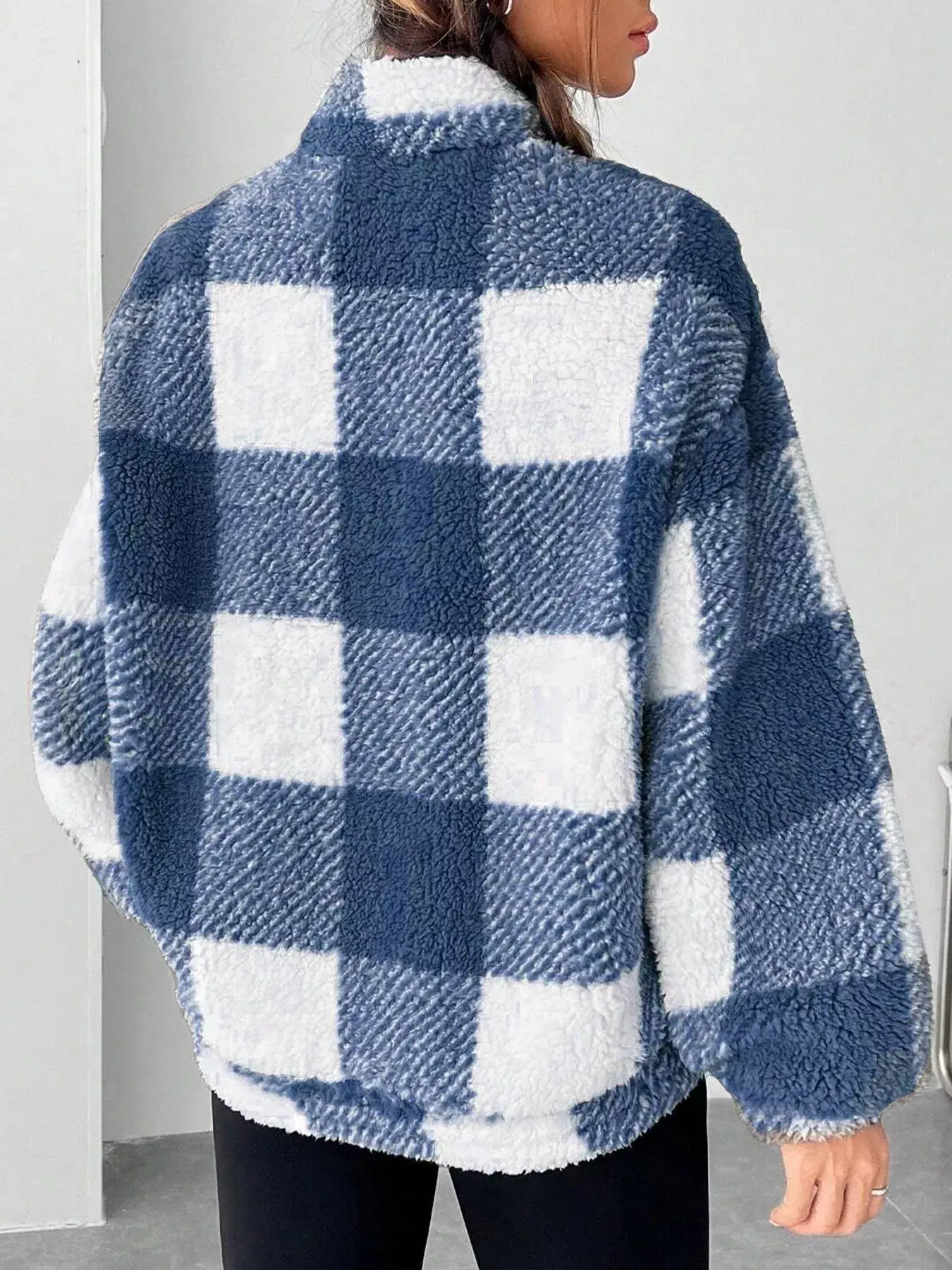Full Size Plaid Sherpa Long Sleeve Sweatshirt Plus Size - Trendsi - Flyclothing LLC