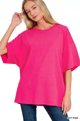 Zenana Cotton Short Sleeve Oversized Tunic Tee - Trendsi - Flyclothing LLC