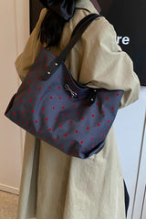 Polyester Bow Polka Dot Tote Bag - Trendsi