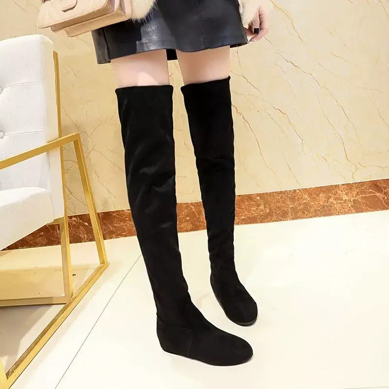 Round Toe Block Heels Boots - Trendsi - Flyclothing LLC