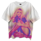BRITNEY SPEARS OOPS I DID IT AGAIN FRT/BACK ALL OVER PRINT BLANC WHITE T-SHIRT/GIANT VINTAGE
