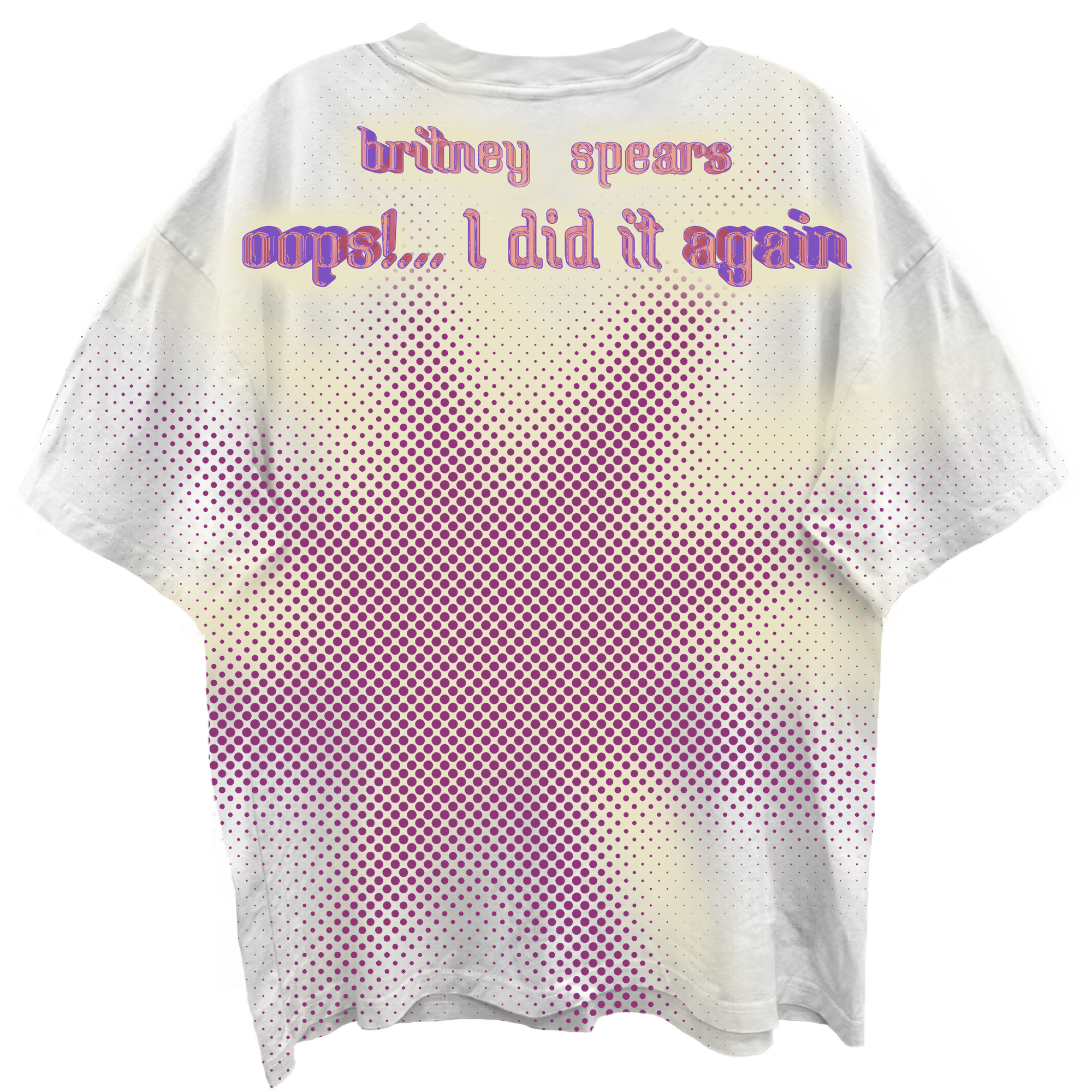 BRITNEY SPEARS OOPS I DID IT AGAIN FRT/BACK ALL OVER PRINT BLANC WHITE T-SHIRT/GIANT VINTAGE