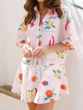Printed Collared Neck Half Sleeve Romper - Trendsi
