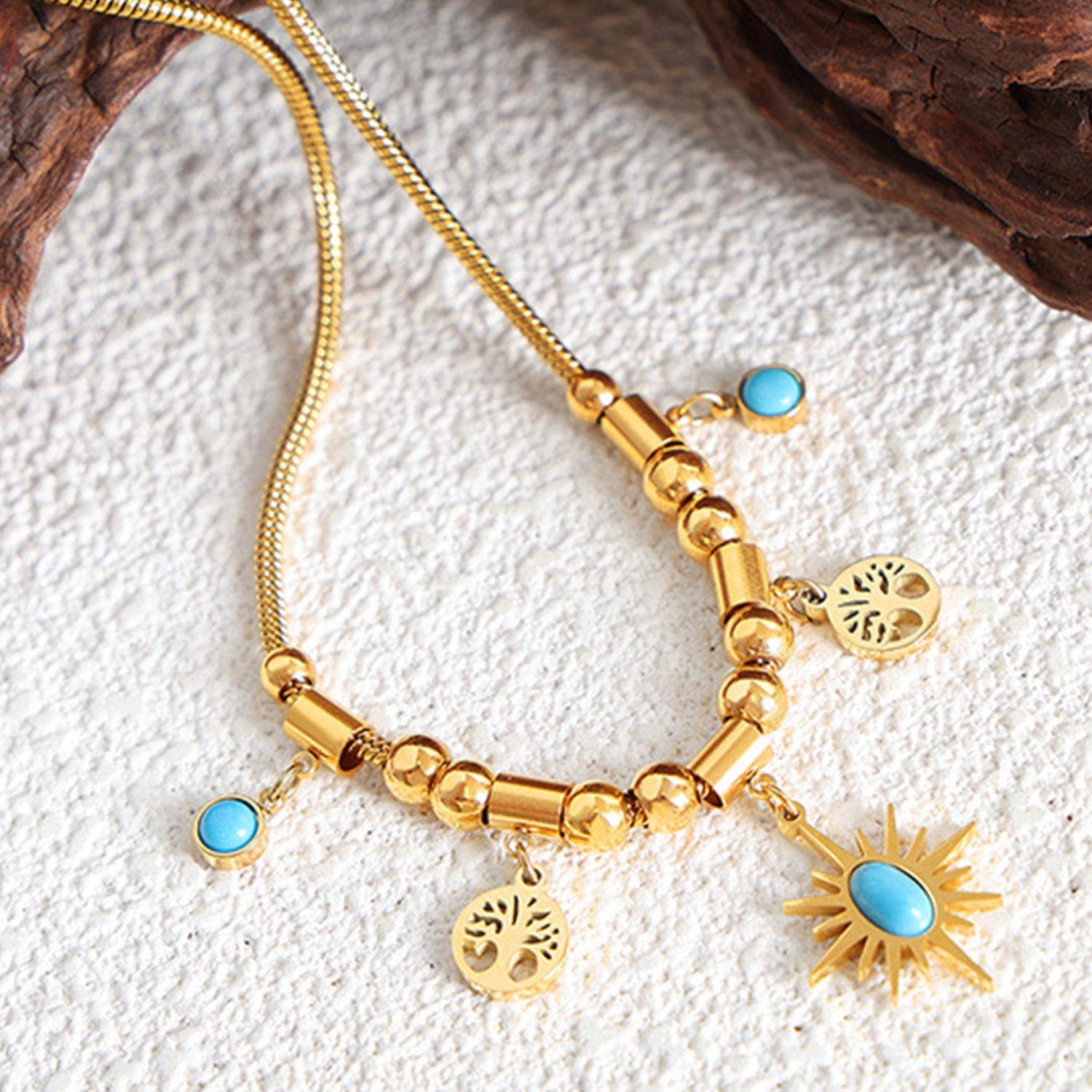 Gold-Plated Titanium Steel Charm Necklace - Trendsi