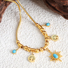 Gold-Plated Titanium Steel Charm Necklace - Trendsi