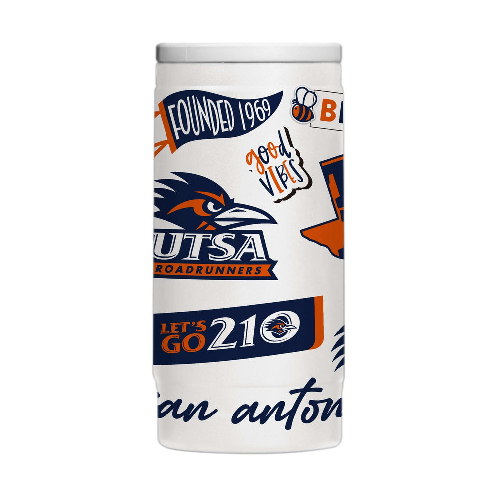 Texas - San Antonio 12oz Native Powdercoat SlimCan Coolie - Logo Brands - Flyclothing LLC