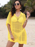 Hollow Out Collared Neck Cover-Up - Trendsi - Flyclothing LLC