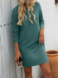 Striped Round Neck Long Sleeve Mini Dress - Trendsi - Flyclothing LLC