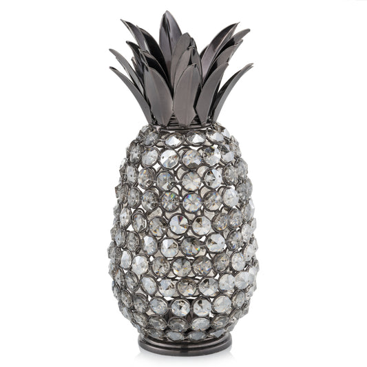 11" Faux Crystal Black And Nickel Pineapple Sculpture - Homeroots