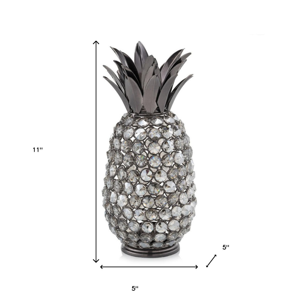 11" Faux Crystal Black And Nickel Pineapple Sculpture - Homeroots - Flyclothing LLC