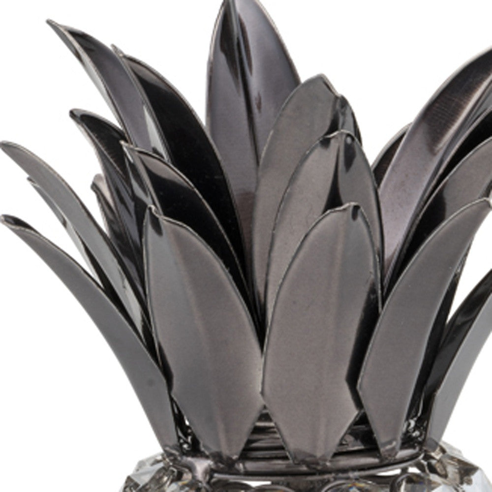 11" Faux Crystal Black And Nickel Pineapple Sculpture - Homeroots - Flyclothing LLC