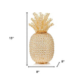 15" Gold Faux Crystal Decorative Pineapple - Homeroots