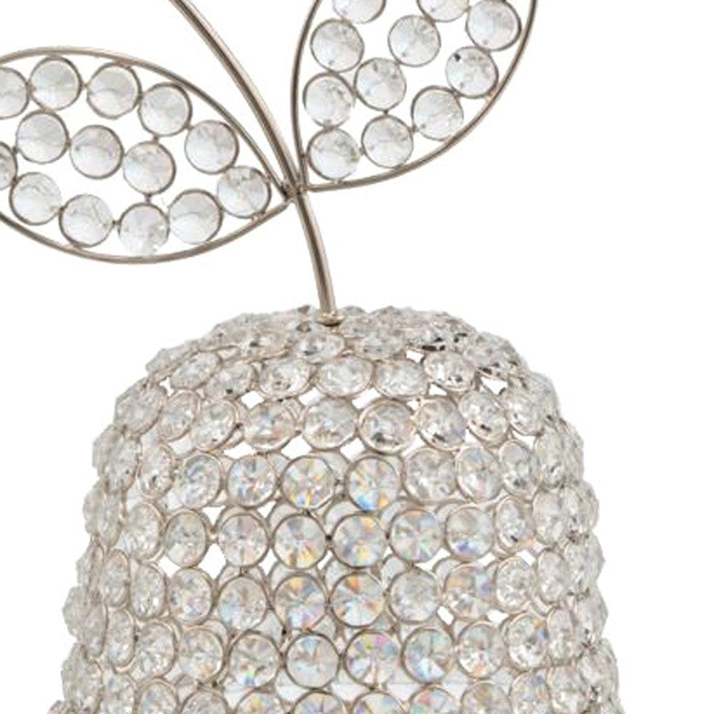 18" Silver Faux Crystal and Silver Decorative Pear Tabletop Sculpture - Homeroots - Flyclothing LLC