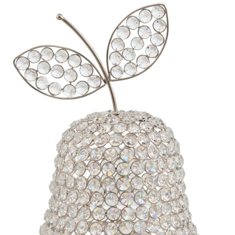 18" Silver Faux Crystal and Silver Decorative Pear Tabletop Sculpture - Homeroots - Flyclothing LLC