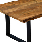 63" Brown And Black Solid Wood Sled Base Dining Table - Homeroots - Flyclothing LLC