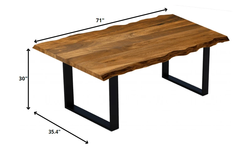 68" Brown And Black Solid Wood Sled Base Dining Table - Homeroots - Flyclothing LLC