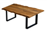 68" Brown And Black Solid Wood Sled Base Dining Table - Homeroots - Flyclothing LLC