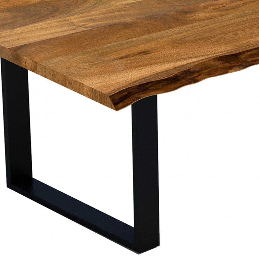 68" Brown And Black Solid Wood Sled Base Dining Table - Homeroots - Flyclothing LLC