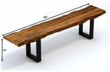 68" Brown and Black Live Edge Solid Wood Dining Bench - Homeroots