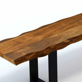 68" Brown and Black Live Edge Solid Wood Dining Bench - Homeroots