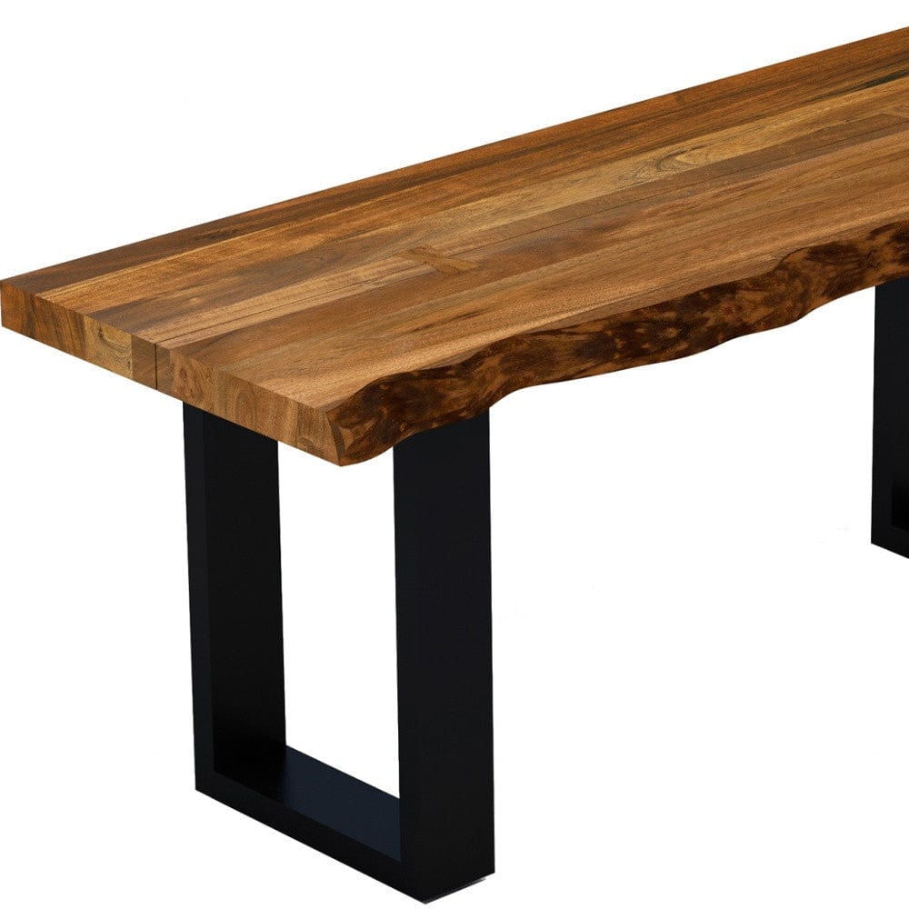 43" Brown and Black Solid Wood Dining Bench - Homeroots - Flyclothing LLC